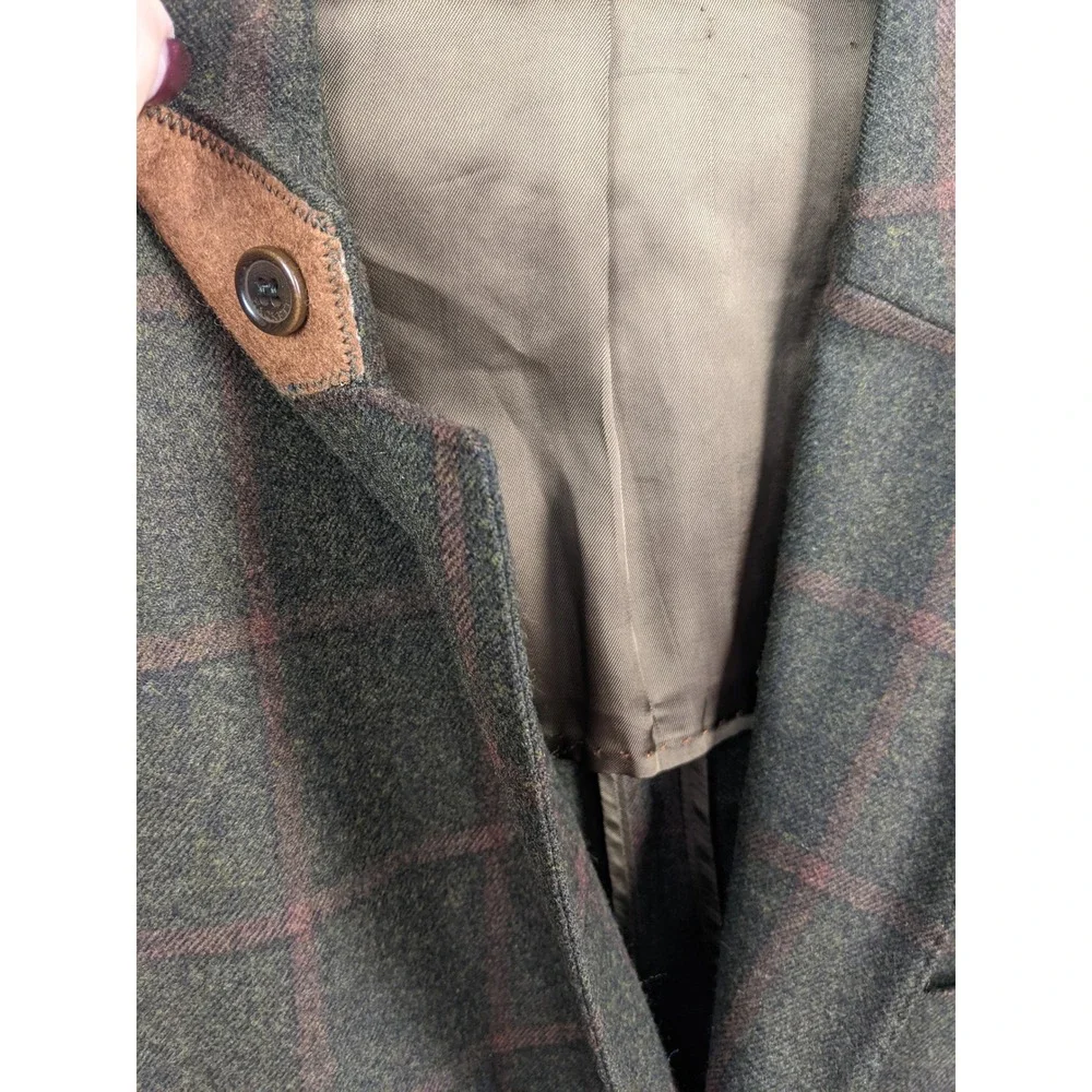 Hackett London Sport Coat Blazer 44R Wool Cashmere Silk Elbow Windowpane Patches